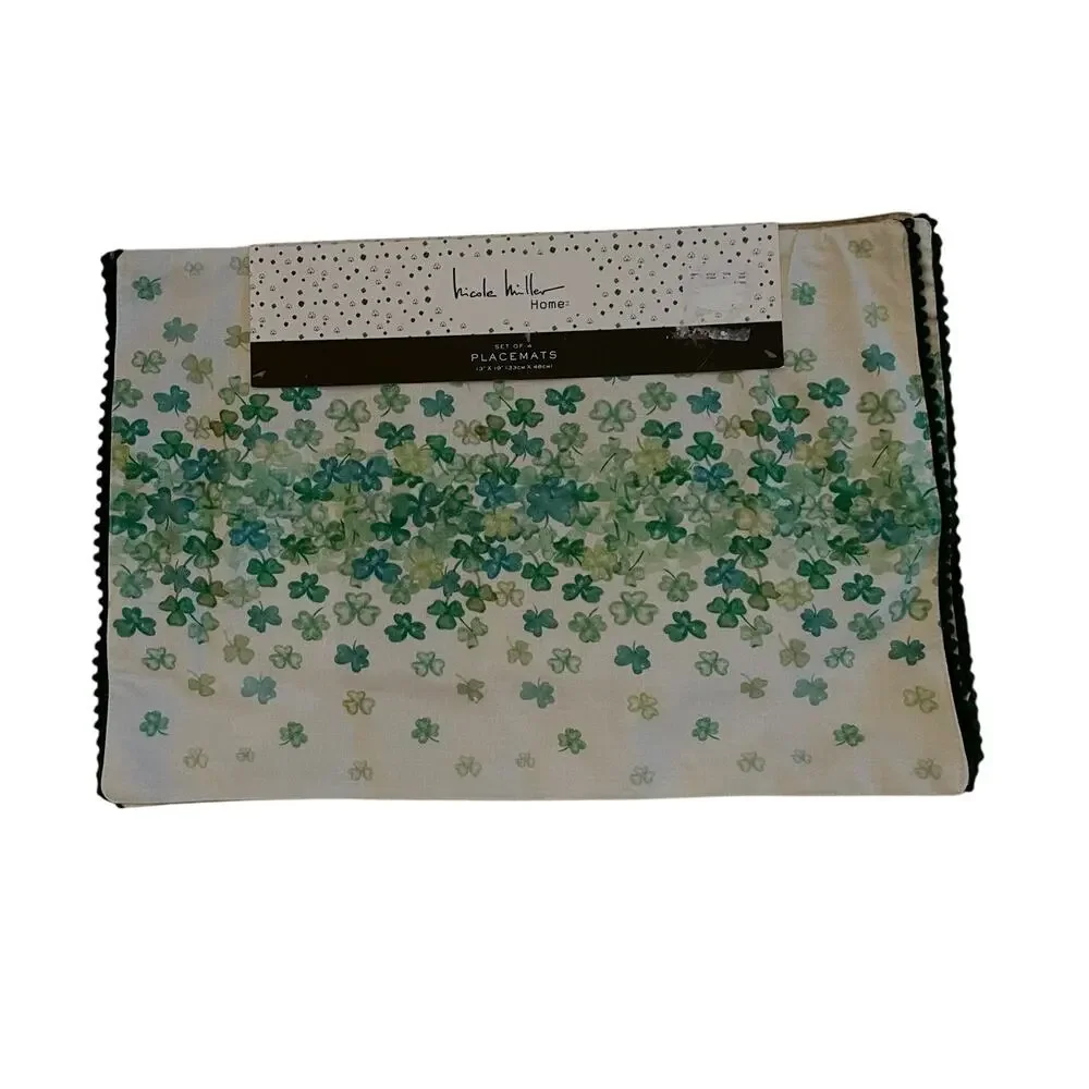 Nicole Miller St.Patrick's Day Shamrock Placemats 13x19 Set of 4 New